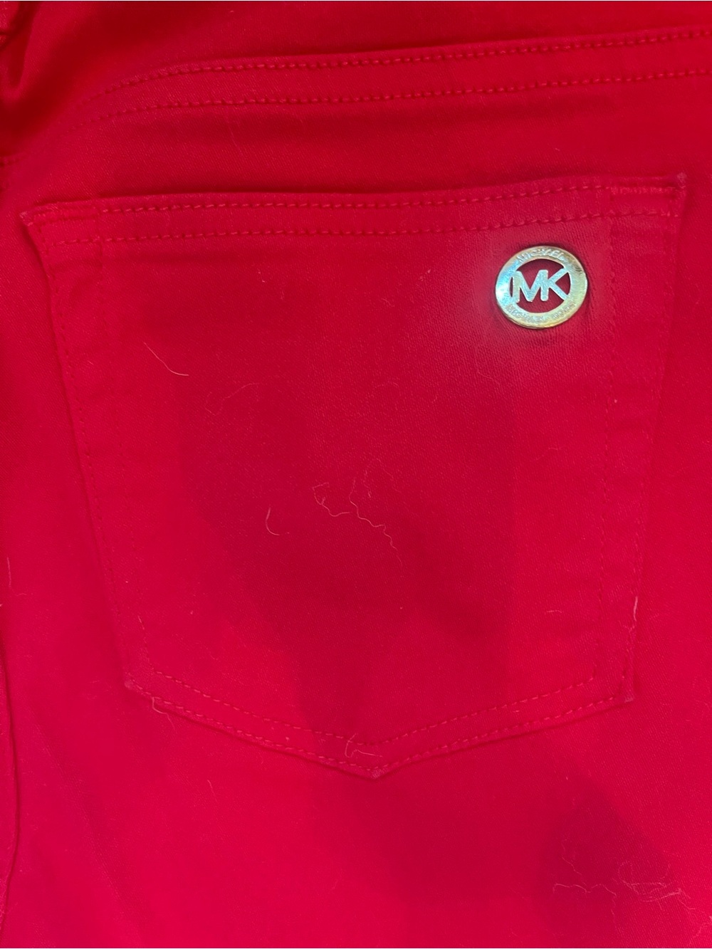 Michael Kors Red Ankle Jeans with MK Logo Accent Izzy Cropped Skinny